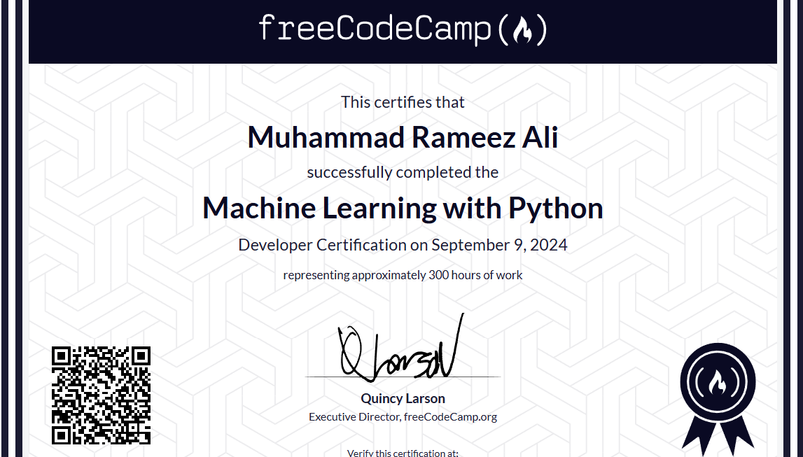 Machine Learning With Tensorflow Certificate